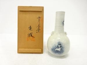 有田焼　佐藤走波造　染付吹墨　兎月文　花入